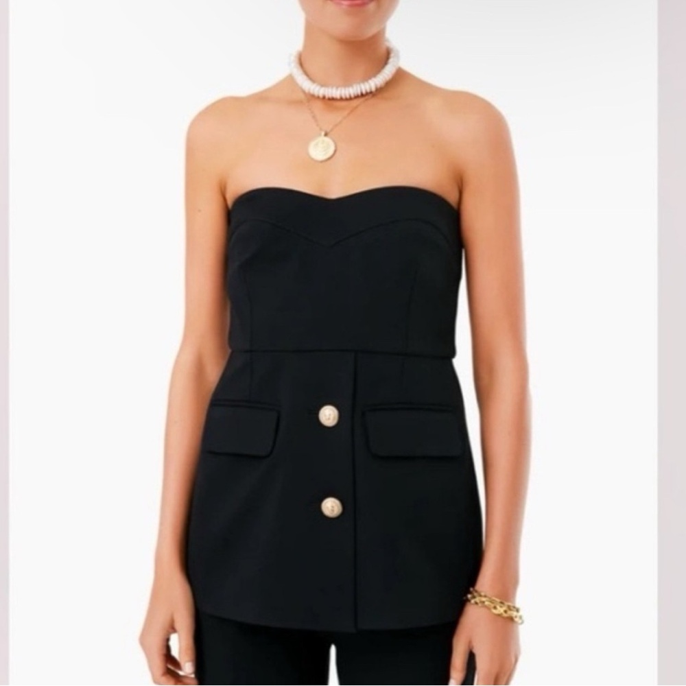 NWT Tuckernuck NEW Black Noir Marnie Strapless Preppy Top Size Medium